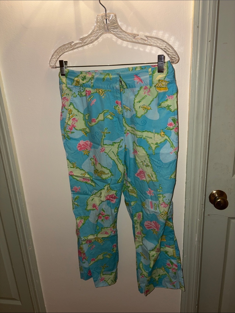 Lilly Pulitzer Blue Tropical Island Print Pull-On Pants
